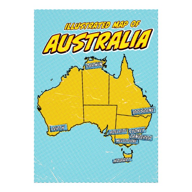 Impression Photo Pop Art Illustré Australie  (Devant)