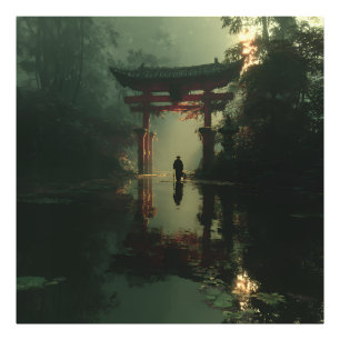 Impression Photo Porte Torii Brumeuse Figure de Solitude à l'Aube