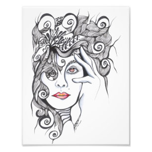 Impression Photo Portrait bouclé de fille de coiffure