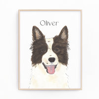 Portrait Collie de bordure personnalisée