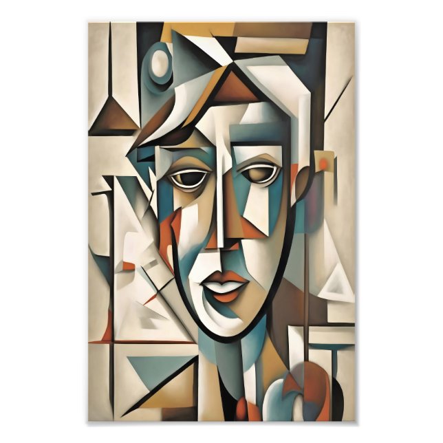 Impression Photo Portrait Cubiste moderne Art Abstrait (Devant)
