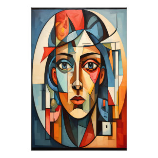 Impression Photo Portrait Cubiste Moderne Géométrique 