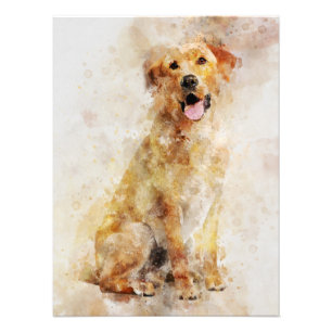 Impression Photo Portrait d'aquarelle de chien de Labrador Retrieve