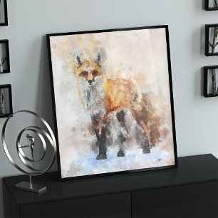 Impression Photo Portrait d'aquarelle Red Fox 02