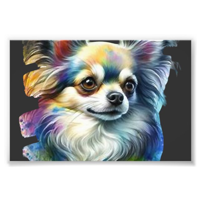 Impression Photo Portrait de Chihuahua Coloré (Devant)