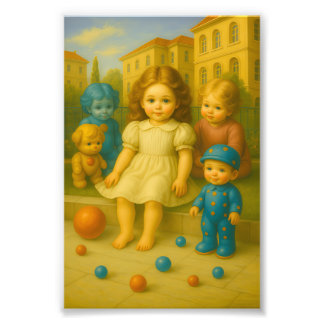 Impression Photo “Portrait de enfants vintage avec jouets – Nounou