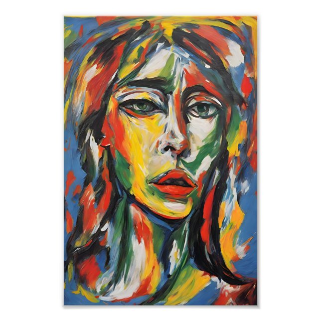 Impression Photo Portrait de femme Abstraite, expressionniste dynam (Devant)