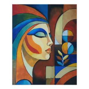Impression Photo Portrait de femme cubiste abstrait Peinture modern