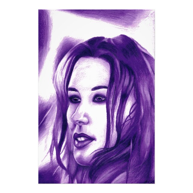 Impression Photo Portrait de femme pourpre Original Art (Devant)