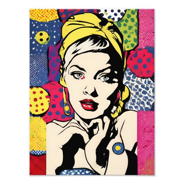 Impression Photo Portrait de femme rétro pop art (Devant)