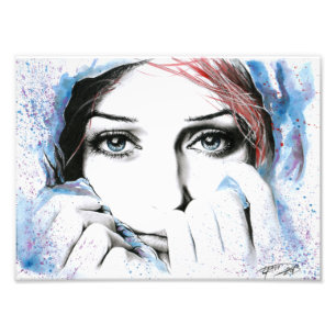 Impression Photo Portrait de fille Joli yeux aquarelle peinture art