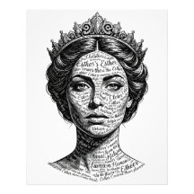 Portrait de la reine Esther en calligraphie - Écri