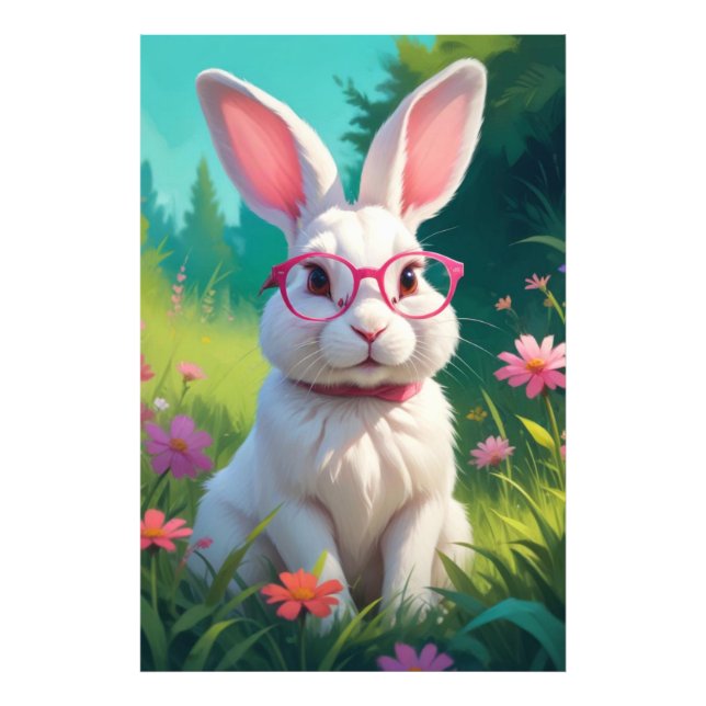 Impression Photo Portrait de lapin blanc mignon-68054 (Devant)