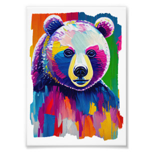 Impression Photo Portrait d'ours coloré
