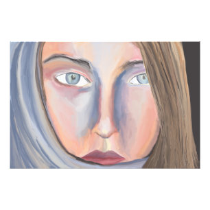 Impression Photo Portrait d'une femme qui regarde dans un foulard b