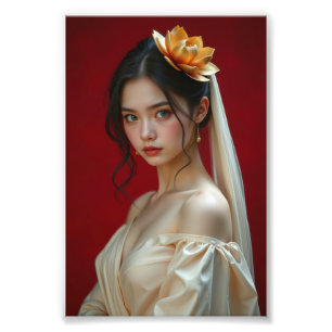 Impression Photo Portrait élégant d'une jeune femme avec Lotu d'or