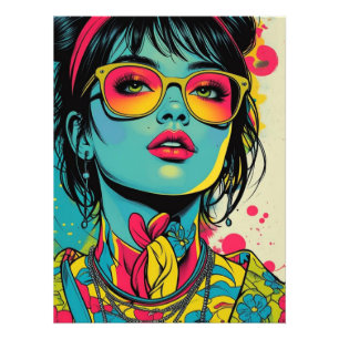 Impression Photo Portrait Neon Pop Diva - Art rétro gras et dynamiq