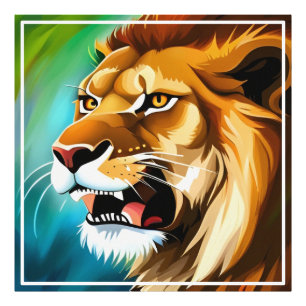 Impression Photo Portrait Posé côté Lion rugissant-57566