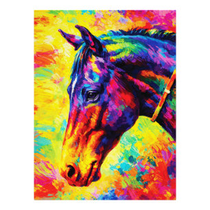 Impression Photo Portrait vibrant de cheval à l'impasto coloré sauv