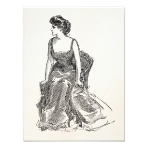 Impression Photo Portrait vintage de femme d'Edwardian de fille de