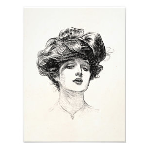 Impression Photo Portrait vintage de femme d'Edwardian de fille de