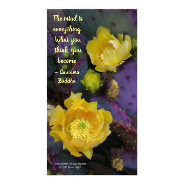 Impression Photo Poulet Violet Pear Opuntia Cactus / Fleur Jaune (Devant)