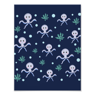 Impression Photo Poulpe sous le motif pour enfants de la mer