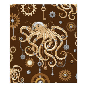 Impression Photo Poulpe Steampunk Rétro Fantastique Mécanique