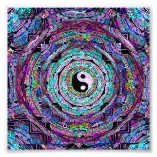 Impression Photo Pourpre de mandala de Yin Yang