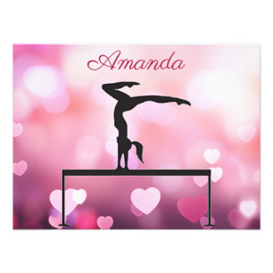 Impression Photo Poutre d'équilibre de gymnastique Cœurs roses