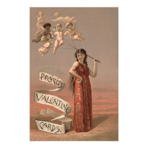 Impression Photo Prang's Valentine Cards AD, Woman & Cherubs