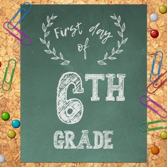 Impression Photo Premier jour Retour à l'école, 1er jour de 6e anné (Créateur téléchargé)