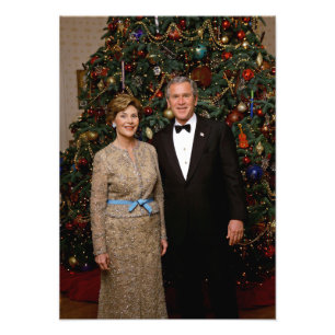 Impression Photo Président George Bush, Laura Christmas Maison Blan