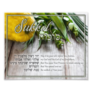 Impression Photo Prière en hébreu Sukkot pour le Sukkah
