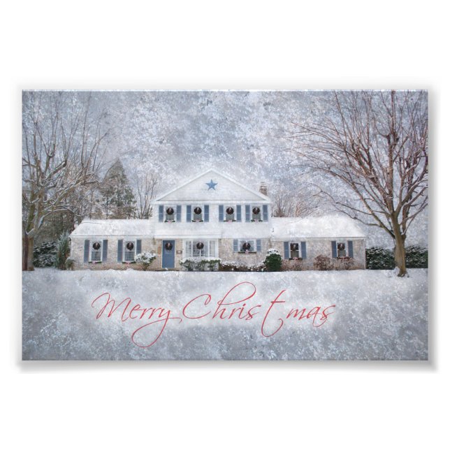 Impression Photo Primitive Winter Snow Country Rustic Open House (Devant)