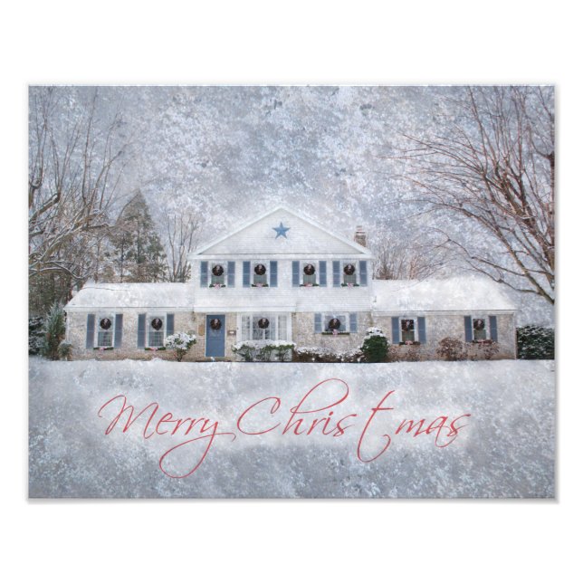Impression Photo Primitive Winter Snow Country Rustic Open House (Devant)