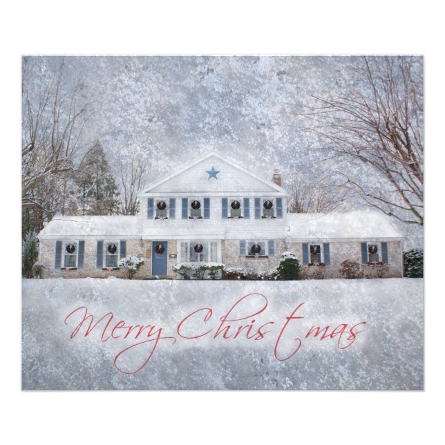 Impression Photo Primitive Winter Snow Country Rustic Open House (Devant)