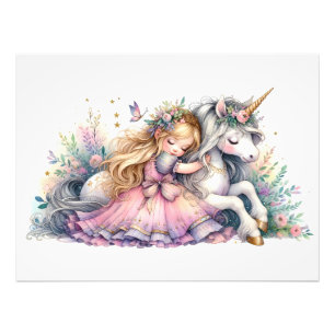 Impression Photo Princesse Licorne Pastel Conte de Fée Fantastique