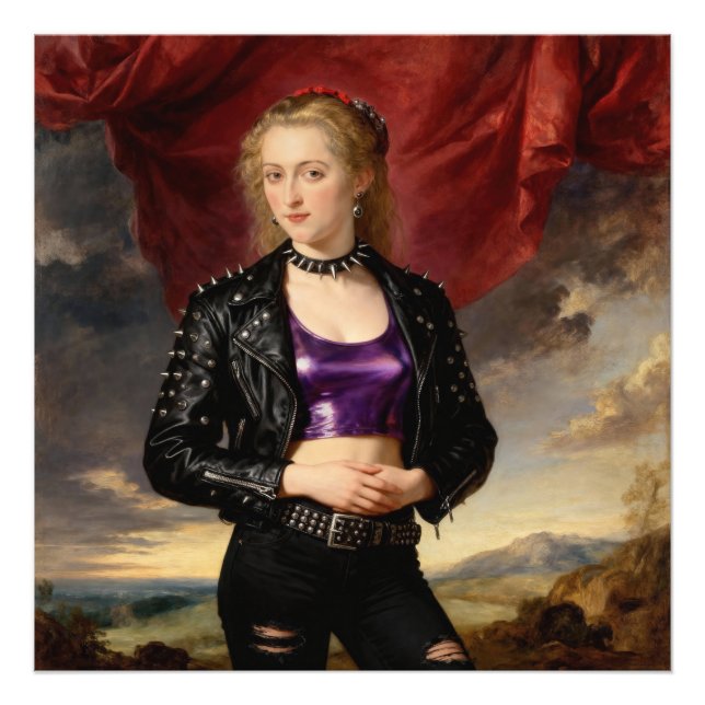 Impression Photo Princesse punk en veste de cuir (Devant)