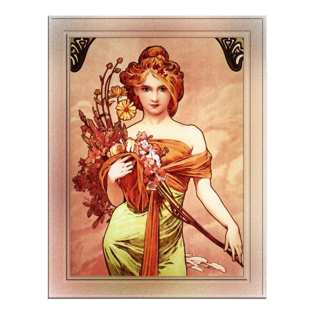 Impression Photo Printemps La beauté dorée par Alphonse Mucha (Devant)