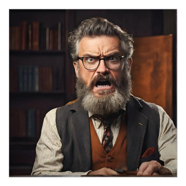 Impression Photo Professeur fou fou avec barbe (Devant)