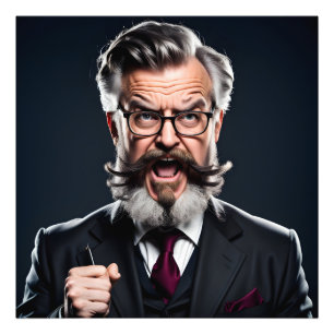 Impression Photo Professeur fou fou avec barbe