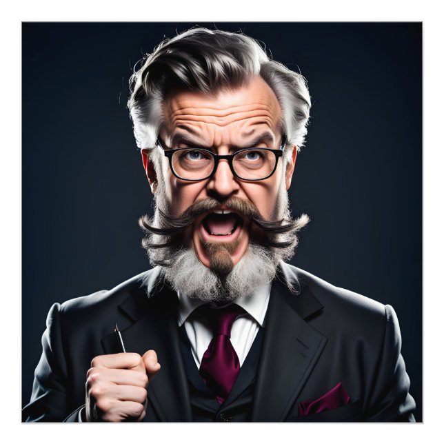 Impression Photo Professeur fou fou avec barbe (Devant)