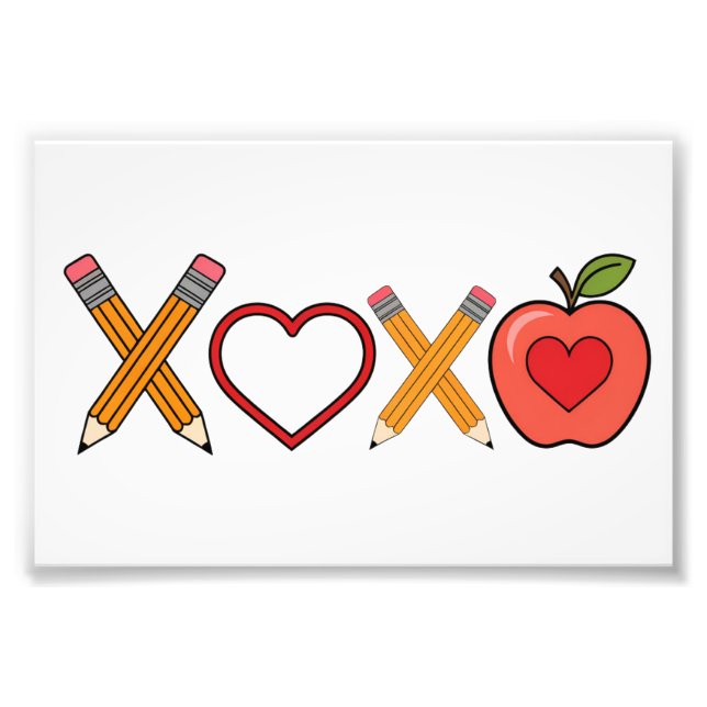 Impression Photo Professeur XOXO Crayon Saint Valentin et pomme (Devant)