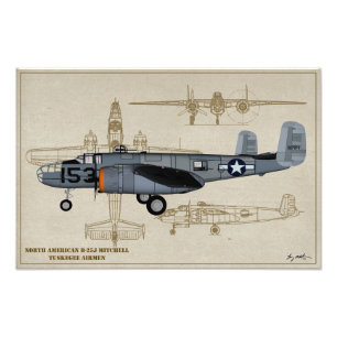 Impression Photo Profil Art B-25 Mitchell Tuskegee Airmen
