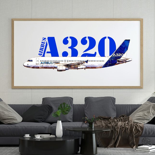Impression Photo Profil de dessin d'aquarelle d'Airbus A320 (Créateur téléchargé)