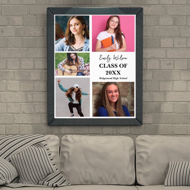 Impression Photo Promotion 2026 Annonce de remise des diplômes des  (Class of 2026 Graduation Announcement Poster | Multi Photo Senior Graduation Keepsake Print)
