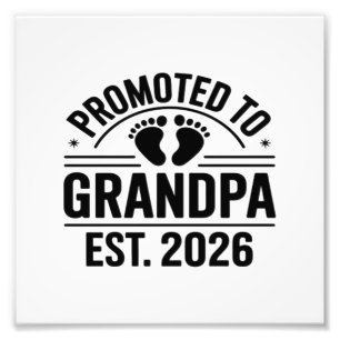 Impression Photo Promu Grand-père, Établi en 2026, Drôle de nouveau