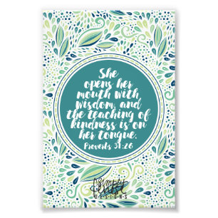 Impression Photo Proverbes 31:26 Enseignement de la sainteté Écritu