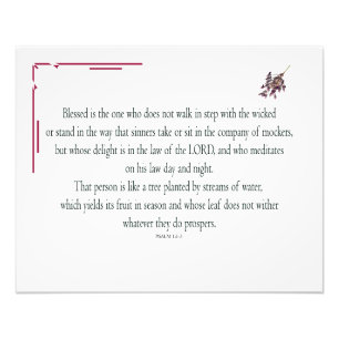 Impression Photo Psaume 1:1-3, Béni est celui qui,